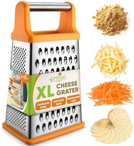 Spring Chef Stainless Steel XL Cheese Grater for Kitchen, Mango