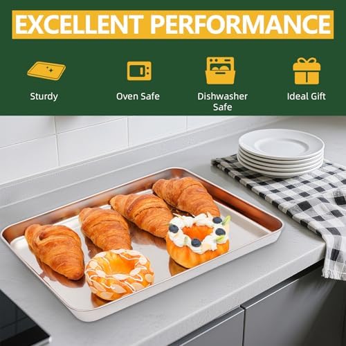 4 PCS Stainless Steel Baking Sheet Set 10/12/16 Inch with Cooling Rack