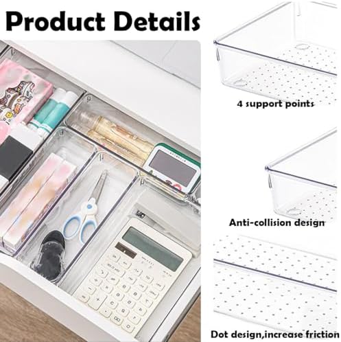 6 Pcs Clear Drawer Organizer Trays Plastic Drawer Organizers Set