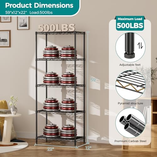 SINGAYE 5 Metal Shelves Wire Shelving Storage Shelf Adjustable Unit Pantry