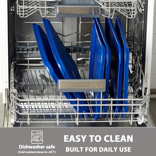 CURTA 6 Pack Blue Lunch Trays, 12x16 Inch Plastic Serving Tray