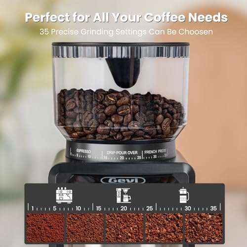 Gevi Burr Grinder, 35 Settings Espresso Drip French Press,Anti-Static Black