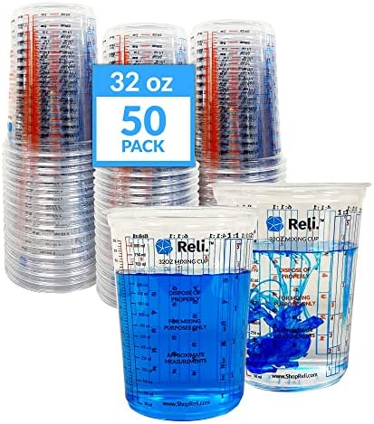 Reli. Paint Mixing Cup (50 Pcs) 32 oz (1 quart) | Disposable Measuring Cups