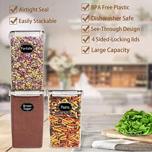 Wildone Flour Sugar Storage Containers 6.5L, 4 PCS, Black
