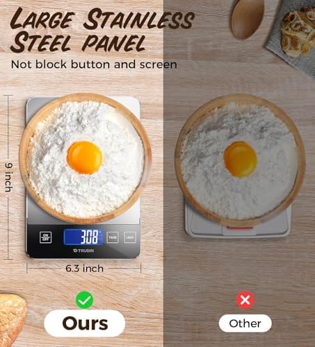33lb Food Scale, NASA-Grade Digital Kitchen Scale, Precisely Measures Grams and Ounces for Baking and Cooking, Waterproof Tempered Glass & Stainless Steel Platform