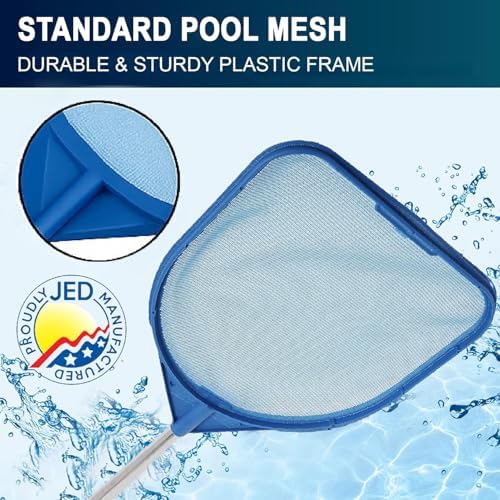 JED Pool Tools Pool Skimmer Net - Handheld Hot Tub Skimmer for Spa, Stock Tank Pool, Small Pool & Aquarium Cleaning (2 ft, Blue)