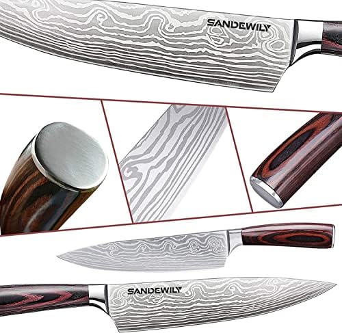 Japanese Knife Set, 3 Piece Kitchen Knives with Sheaths