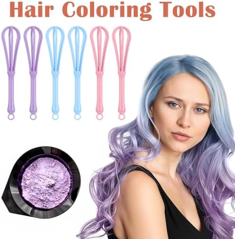 6pcs Hair Color Whisk,Hair Dye Whisk, Whisks for Hairs Color, Used in Hairs Salons, Barber Shops,Dye Cream Whisks, Used for Mixing, Beating, Stirring, 3 Colors