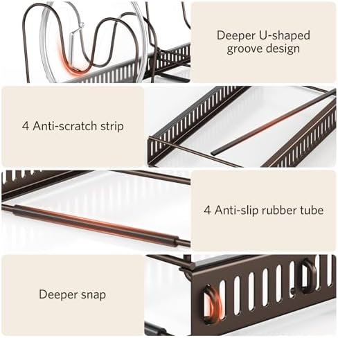 ORDORA Pots and Pans Organizer under Cabinet, 11.8-22.8" 12 Dividers Bronze