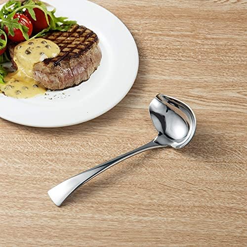IMEEA 7-Inch Small Sauce Ladle with Pour Spout 18/10 Stainless Steel Drizzle Spoon for Gravy, Dressing, Sauce