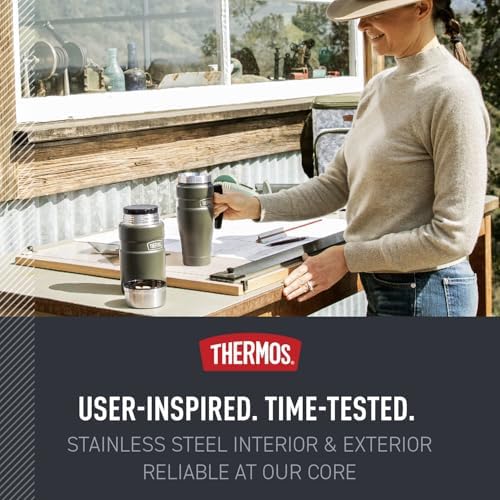 THERMOS Stainless King Travel Mug with Handle, 16oz, Army Green