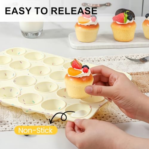 Silicone Mini Muffin Pan for Baking, Cupcake Egg Bites Silicone Mold 24 Cup Mini Size, Oven Safe BPA Free