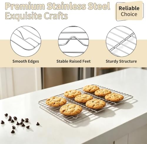 TeamFar Stainless Steel Baking Sheet with Rack Set, 16"x12"x1"