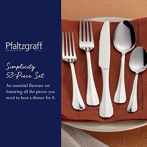 Pfaltzgraff Everyday Simplicity 53-Piece Stainless Steel Flatware Set, Service for 8 (Pack of 2)