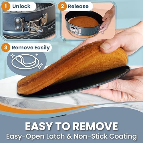 Cheese Cake Pans for Baking, NON-STICK Springform Pan Set & SILICONE SLEEVE