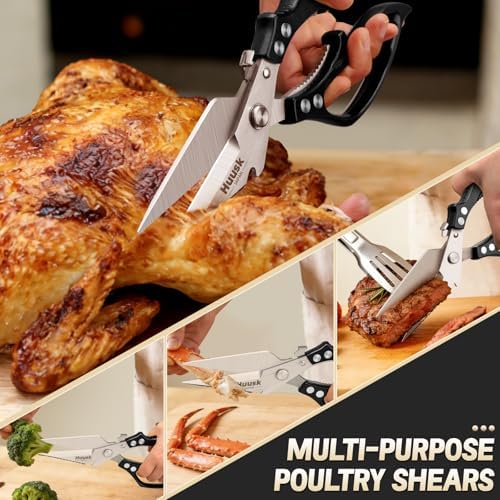 Huusk Kitchen Scissors All Purpose, Multifunction Poultry Shears Heavy Duty