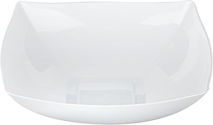 Restaurantware Moderna 32 Ounce Fancy Plastic Bowls 10 Square Disposable Salad Bowls - Durable Heavy-duty White Plastic Bowls For Warm And Cold Foods