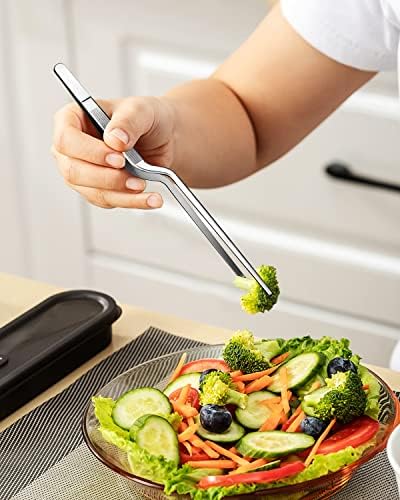 BUNDLEPRO Kitchen Tweezers Tongs with Precision Serrated Tips, 3 Pcs, 10''