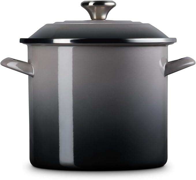 Le Creuset Enamel on Steel Traditional Stockpot, 8 qt., Oyster with Stainless Steel Knob