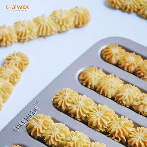 CHEFMADE Eclair 14 Cavity Non-Stick Mini Cookie Biscuits for Baking in the Oven (Champagne Gold)
