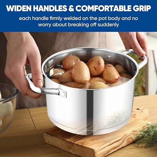 TeamFar 5 QT Stock Pot, Tri-ply Bottom Stainless Steel Stockpot