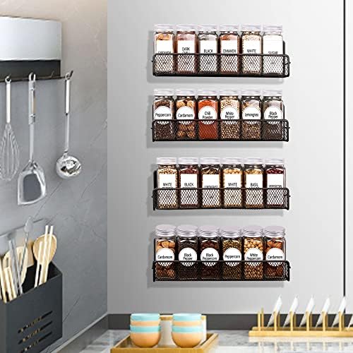 Churboro 4 Pack Magnetic Spice Rack for Refrigerator, 24 Spice Jars, Labels