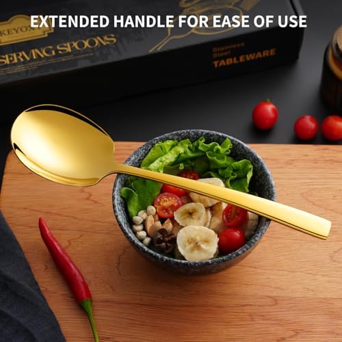 4 Piece Serving Spoons Set, 9.2-Inch Includes 4 Large Spoons,Gold