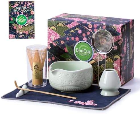 Buucup Matcha Whisk Set, Ceramic Matcha Kit with Bowl & Bamboo Whisk