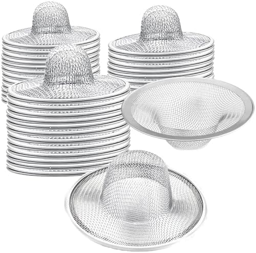 50 pcs Heavy Duty Stainless Steel Slop Basket Filter Trap, 2.75" Top / 1" Mesh Metal Sink Strainer,Perfect for Kitchen Sink/Bathroom Bathtub Wash Basin Floor Drain Balcony Drain Hole