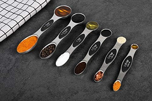 Magnetic Measuring Spoons Set of 6 Dual Sided Stackable Measuring Spoons