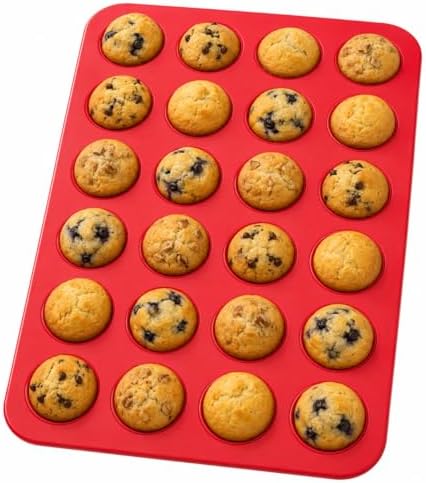 Mrs. Anderson's Baking Silicone Mini Muffin Pan, 24 Cup, European-Grade Silicone Bakeware, For Mini Muffins And Cupcakes