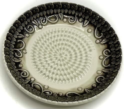 BonCera, Premium Ceramic Garlic Grater Plate Set - Black Embossed