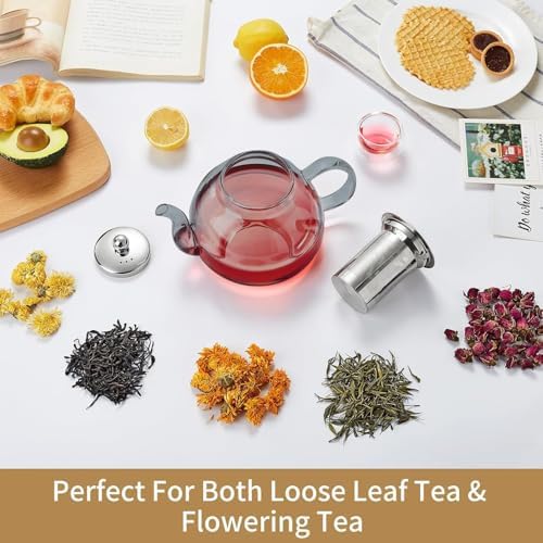 DOPUDO Glass Teapot with Infuser, 40 oz Borosilicate Tea Kettle