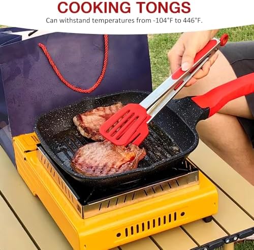 12 Inch Kitchen Tongs Set of 3, Cooking Tongs with Silicone Tips