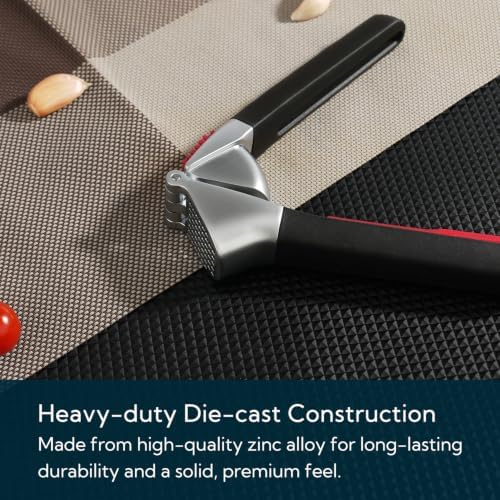 KITCHENDAO Heavy Duty Garlic Press with Built-in Scraper & Cleaning Pusher