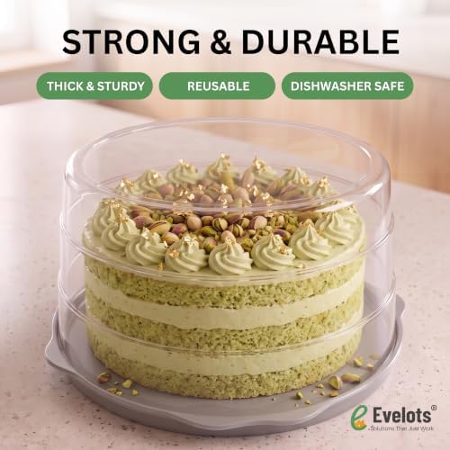 Evelots 4-Pack 11-Inch Cake Containers with Lids, Portable Cake Carriers