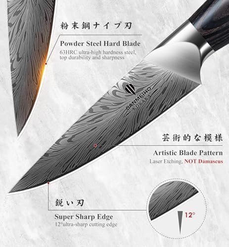 Kitchen Paring Knife 4“, Japanese Powder Steel 63 HRC