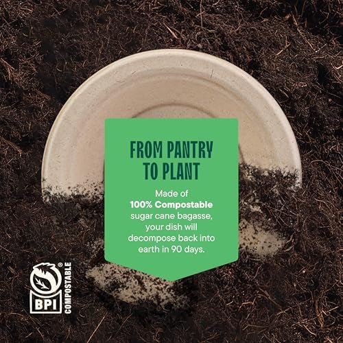 100% Compostable Paper Bowls - 12 oz [125-Pack] Heavy Duty Soup Bowls