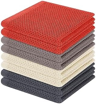 Homaxy 100% Cotton Waffle Weave Kitchen Dish Cloths 8-Pack, Multicolor