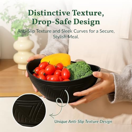 Homienly 9.6 inch Serving Bowls, Large Serving Dishes for Wedding Parties, 60 Oz for Salad, Side Dishes, Pasta, Oval Shape, Microwave & Dishwasher Safe, Set of 4, Black