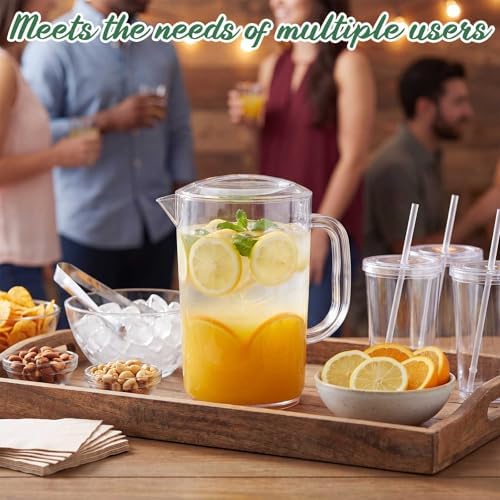 Tessco 12 Pcs Plastic Pitchers 60 Oz Clear Water Beer Jug Large,Fashion