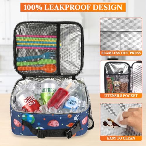 Opux Space Astronaut Lunch Bag, Soft Insulated Lunch Box for Kids, Boys, Girls, Reusable, Portable, Waterproof, Durable