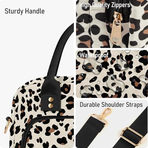 Lunch Bag Large Insulated Lunch Box for Women Adult Cute Lunchbox Lunch Bags Boxes Pail with Shoulder Strap for Work Mom Picnic Office Travel 11.4×6.8×9.1 inches 11.5L (Leopard)