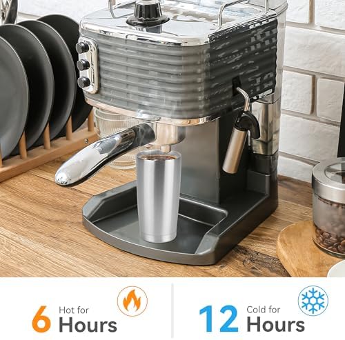 20 oz Tumbler Stainless Steel Tumblers Bulk with Lid Double Wall Insulated Coffee Tumbler Cups for Hot & Cold Drinks Powder Coated Travel Coffee Tumbler Mug Metal (Stainless Steel, 6 pack)
