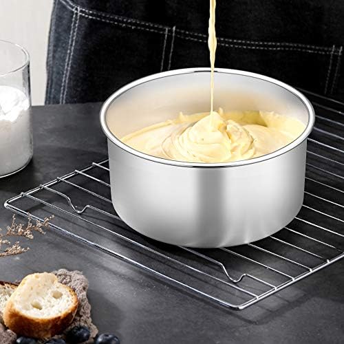 TeamFar 6 Inch Cake Pan, 6” x 3” Stainless Steel Round Baking Pan Set of 3