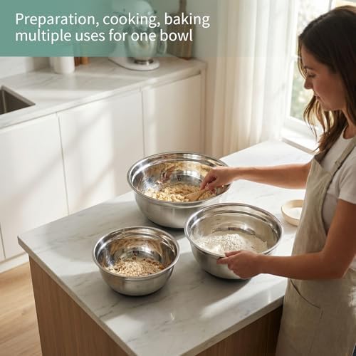 3-Piece Black Stainless Steel Mixing Bowls Set with Non-Slip Silicone Base