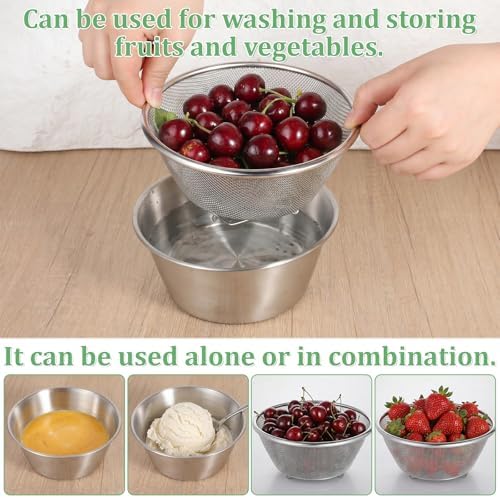 4 Pcs Mini Colander Food Strainer 304 Stainless Steel Fine Mesh Colander