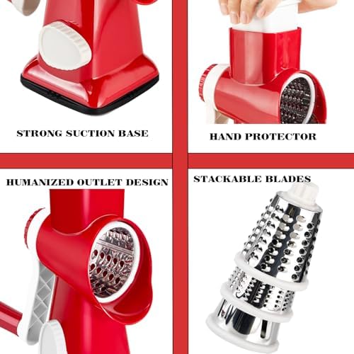 Cheese Grater with Handle,Multifunctional Rotary Cheese Grater