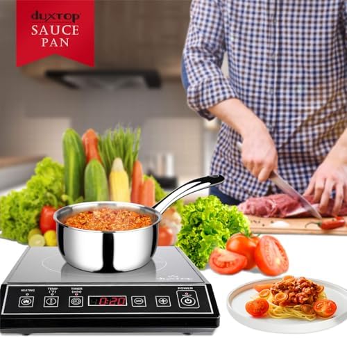 Duxtop Tri-Ply Stainless Steel Saucepan with Lid, 1.6 Qt Induction Pot