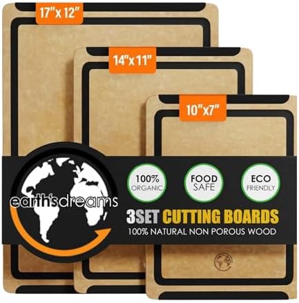 Composite Wood Cutting Board Set of 3, Built In Juice Groove